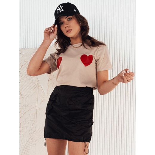 T-shirt damski PALIS beżowy Dstreet RY2431 ze sklepu DSTREET.PL w kategorii Bluzki damskie - zdjęcie 176388885