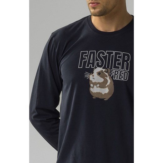 Piżama męska na długi rękaw NMP-376-GRANATOWY, Kolor granatowy, Rozmiar S, M Intymna