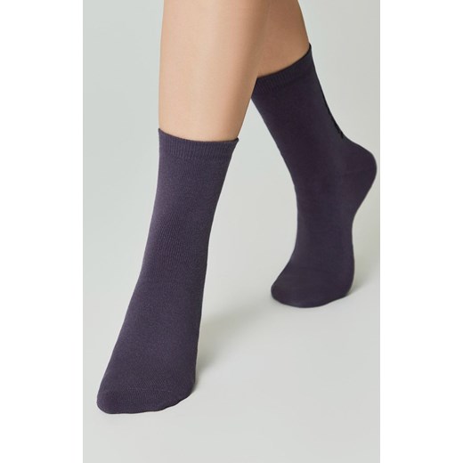 Skarpetki damskie frotte ze zwierzęcym printem, Kolor szaro-fioletowy, Rozmiar 36-38, Conte ze sklepu Intymna w kategorii Skarpetki damskie - zdjęcie 176389187