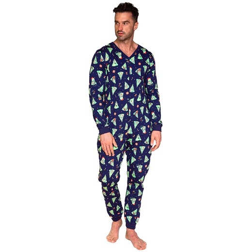 Kombinezon męski 196/284 Christmas Tree 2, Kolor granatowy-wzór, Rozmiar S, Cornette ze sklepu Intymna w kategorii Piżamy męskie - zdjęcie 176389269