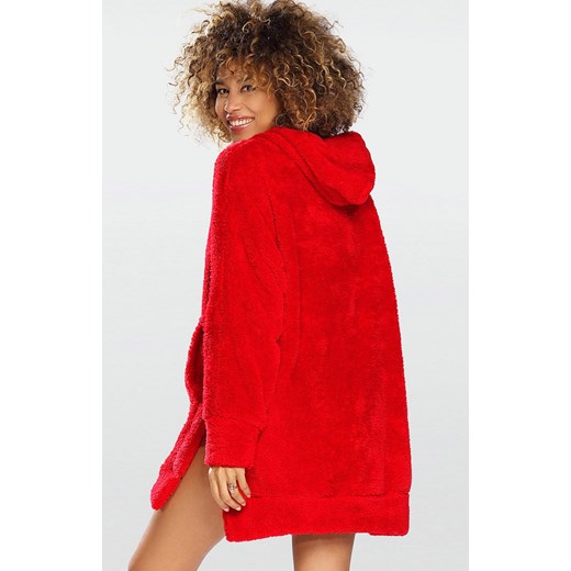 Ciepła kocobluza damska polarowa czerwona Ariela, Kolor czerwony, Rozmiar S, DKaren ze sklepu Intymna w kategorii Szlafroki damskie - zdjęcie 176389289