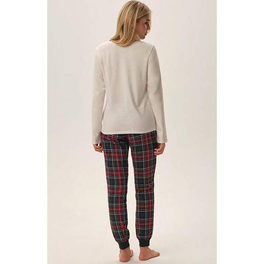 Henderson świąteczna piżama damska Florencia 41902-80X, Kolor beżowy-wzór, Rozmiar L, Henderson ze sklepu Intymna w kategorii Piżamy damskie - zdjęcie 176389679