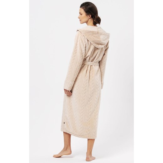 Key elegancki damski szlafrok LGL 200, Kolor beżowy, Rozmiar S/M, Key ze sklepu Intymna w kategorii Szlafroki damskie - zdjęcie 176389807