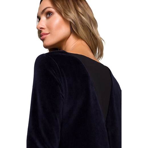 Welurowa sukienka trapezowa w kolorze granatowym M566, Kolor granatowy, Rozmiar Moe 2XL Intymna