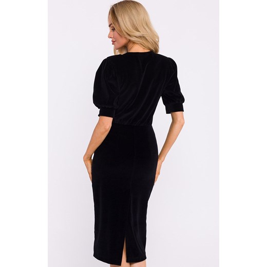 Welurowa sukienka midi czarna M827, Kolor czarny, Rozmiar L, MOE ze sklepu Intymna w kategorii Sukienki - zdjęcie 176390595