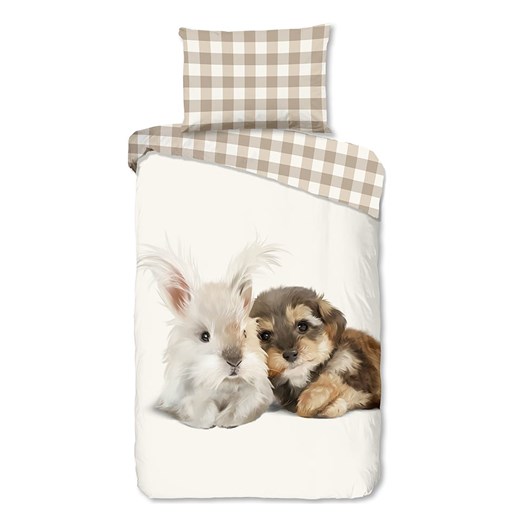 Good Morning Komplet pościeli flanelowej &quot;Cute&quot; w kolorze beżowym ze sklepu Limango Polska w kategorii Pościel dziecięca - zdjęcie 176393465