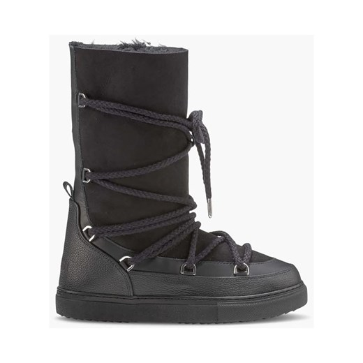 INUIKII Skórzane botki &quot;Classic High Laced&quot; w kolorze czarnym ze sklepu Limango Polska w kategorii Śniegowce damskie - zdjęcie 176395318