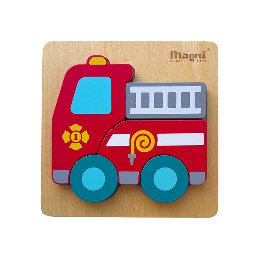 Magni 5-częściowe drewniane puzzle "Fire truck" - 18 m+ Magni onesize okazyjna cena Limango Polska