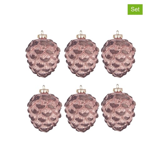 Clayre &amp; Eef Bombki (6 szt.) w kolorze jasnoróżowym - wys. 10 x Ø 5 cm ze sklepu Limango Polska w kategorii Dekoracje bożonarodzeniowe - zdjęcie 176400247