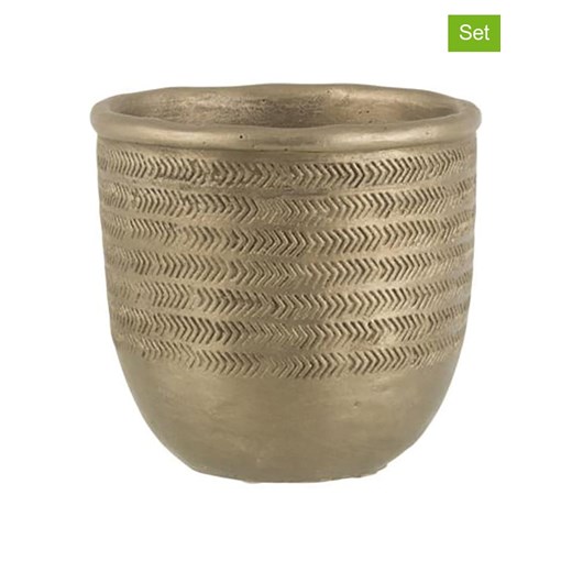 J Line Osłonki (2 szt.) w kolorze złoto-zielonym na doniczkę - wys. 12,5 x Ø14,5 cm ze sklepu Limango Polska w kategorii Doniczki i osłonki - zdjęcie 176400559