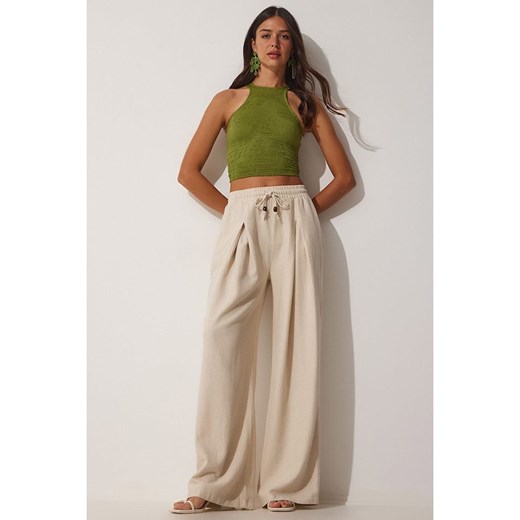 Hapiness Istanbul Spodnie w kolorze beżowym ze sklepu Limango Polska w kategorii Spodnie damskie - zdjęcie 176401159