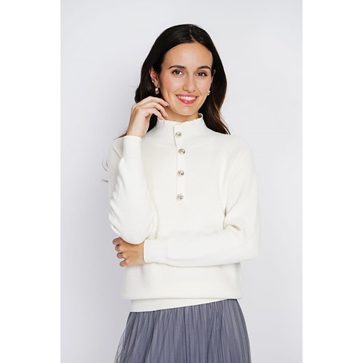 ASSUILI Kaszmirowy sweter w kolorze białym ze sklepu Limango Polska w kategorii Swetry damskie - zdjęcie 176404615