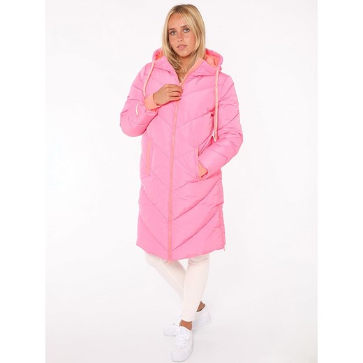 Zwillingsherz Płaszcz pikowany &quot;Good Vibes Only&quot; w kolorze różowo-pomarańczowym ze sklepu Limango Polska w kategorii Płaszcze damskie - zdjęcie 176404635