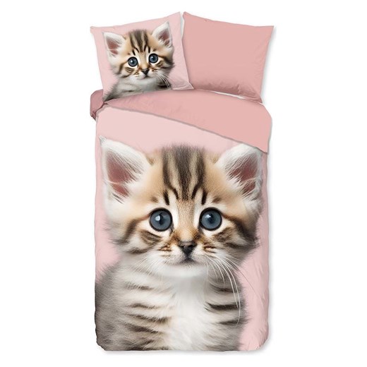 Good Morning Komplet pościeli flanelowej &quot;Meow&quot; w kolorze jasnobrązowo-jasnoróżowym ze sklepu Limango Polska w kategorii Pościel dziecięca - zdjęcie 176407177
