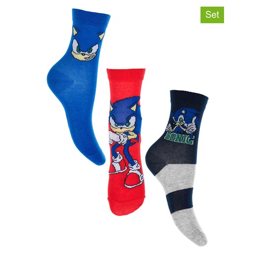 Sonic Skarpety (3 pary) &quot;Sonic&quot; ze wzorem ze sklepu Limango Polska w kategorii Skarpetki dziecięce - zdjęcie 176408796