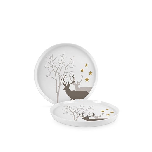 ppd Talerz deserowy &quot;Winter Deers&quot; w kolorze białym ze wzorem - Ø 15 cm ze sklepu Limango Polska w kategorii Talerze - zdjęcie 176409536