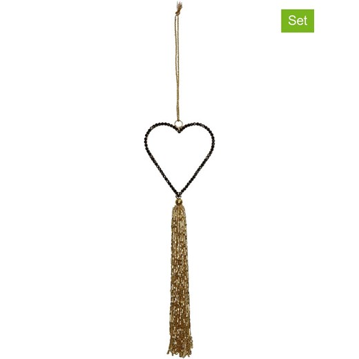 Kersten Dekoracyjne zawieszki (4 szt.) &quot;Heart&quot; w kolorze czarno-złotym - 23 x 8  cm ze sklepu Limango Polska w kategorii Dekoracje bożonarodzeniowe - zdjęcie 176409976