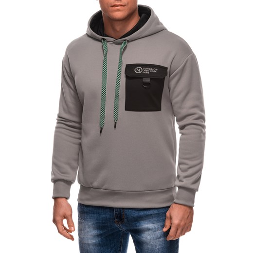 Bluza męska z kapturem 1700B - szara ze sklepu Edoti w kategorii Bluzy męskie - zdjęcie 176412849