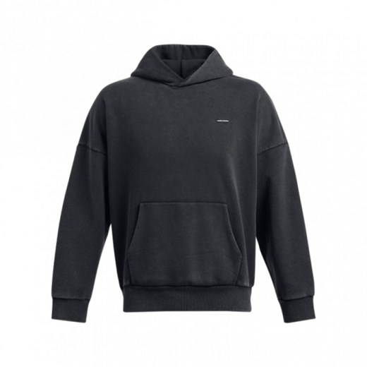 Męska bluza dresowa nierozpinana z kapturem Under Armour UA Icon Hwt Flc Wash Os Hood - czarna ze sklepu Sportstylestory.com w kategorii Bluzy męskie - zdjęcie 176418249