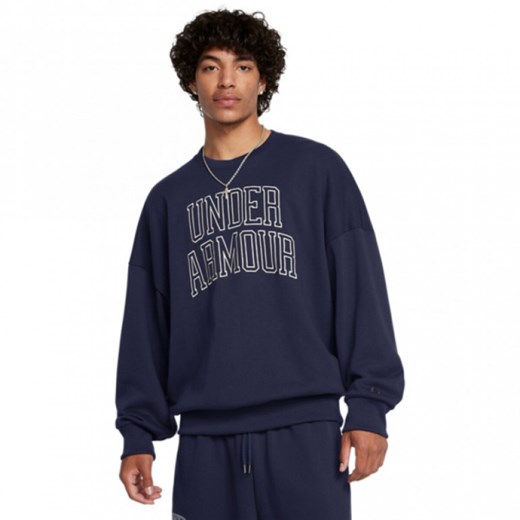 Męska bluza dresowa Under Armour UA Icon Hwt Terry Os Crew - granatowa ze sklepu Sportstylestory.com w kategorii Bluzy męskie - zdjęcie 176418257