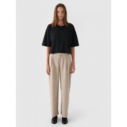Damski t-shirt oversize Outhorn OTHWAW24TTSHF2341 - czarny ze sklepu Sportstylestory.com w kategorii Bluzki damskie - zdjęcie 176421438