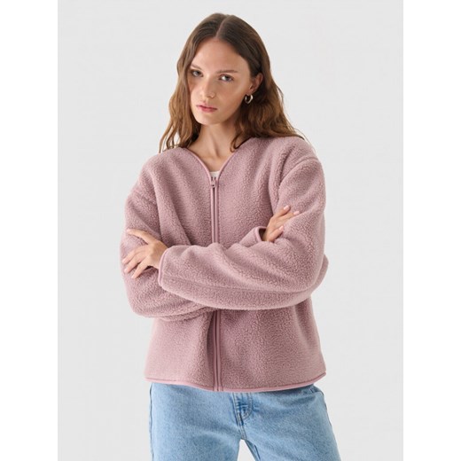 Damski polar sherpa rozpinany Outhorn OTHWAW24TJACF219  - różowy ze sklepu Sportstylestory.com w kategorii Bluzy damskie - zdjęcie 176421575