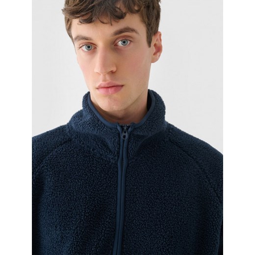 Męski polar sherpa rozpinany Outhorn OTHWAW24TJACM234  - granatowy ze sklepu Sportstylestory.com w kategorii Bluzy męskie - zdjęcie 176421729