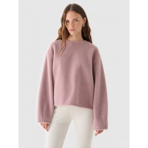 Damski polar sherpa nierozpinany Outhorn OTHWAW24TSWSF1882 - różowy ze sklepu Sportstylestory.com w kategorii Bluzy damskie - zdjęcie 176423009