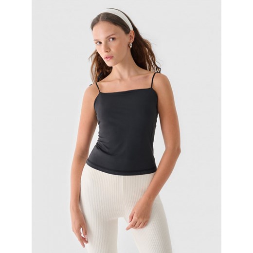 Damski top basic Outhorn OTHWAW24TSLEF152 - czarny ze sklepu Sportstylestory.com w kategorii Bluzki damskie - zdjęcie 176423216