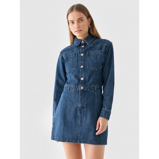 Sukienka jeansowa mini Outhorn OTHWAW24TDREF162 - granatowa ze sklepu Sportstylestory.com w kategorii Sukienki - zdjęcie 176423317