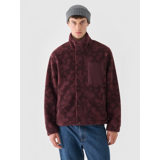 Męski polar sherpa Outhorn OTHWAW24TJACM233 - czerwony ze sklepu Sportstylestory.com w kategorii Bluzy męskie - zdjęcie 176423367