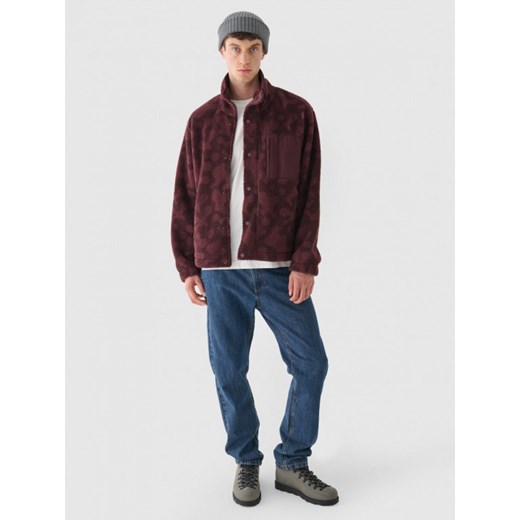 Męski polar sherpa Outhorn OTHWAW24TJACM233 - czerwony ze sklepu Sportstylestory.com w kategorii Bluzy męskie - zdjęcie 176423368