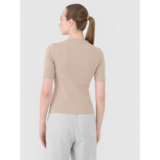 Damski t-shirt basic Outhorn OTHWAW24TTSHF1757 - beżowy - brak foto Outhorn M okazyjna cena Sportstylestory.com