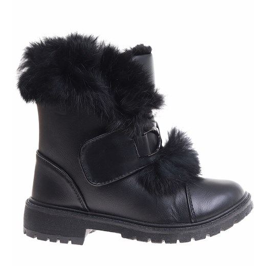 Zimowe czarne dziewczęce botki z futerkiem /B6-2 17106 T394/ Pantofelek24 25 Pantofelek24.pl