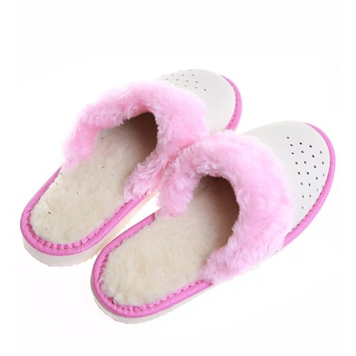 Kapcie dziewczęce skórzane z wełną /F10-1 17109 S182/ Pantofelek24 30 Pantofelek24.pl