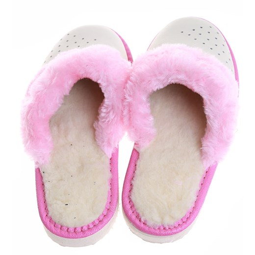 Kapcie dziewczęce skórzane z wełną /F10-1 17109 S182/ Pantofelek24 34 Pantofelek24.pl