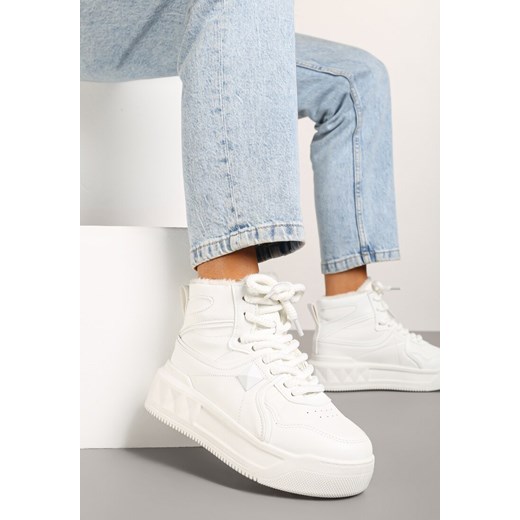 Białe Sneakersy z Wysoką Cholewką Ocieplane Futrem Emiretia ze sklepu renee.pl w kategorii Buty sportowe damskie - zdjęcie 176428098