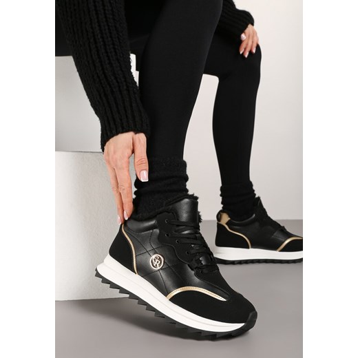 Czarne Ocieplane Sneakersy na Platformie z Protektorem Solina ze sklepu born2be.pl w kategorii Buty sportowe damskie - zdjęcie 176430367