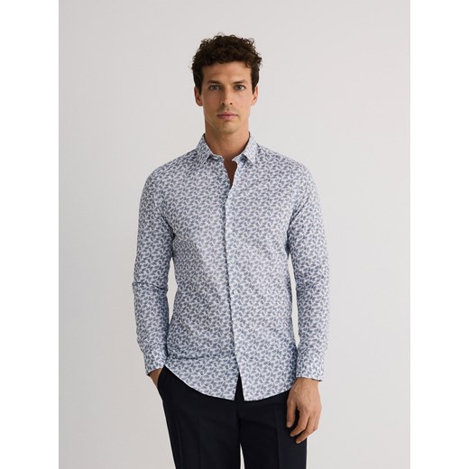 Reserved - Bawełniana koszula slim fit - granatowy Reserved L Reserved