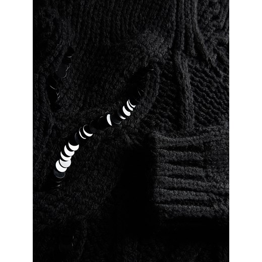 Reserved - Sweter o warkoczowym splocie z cekinami - czarny Reserved S Reserved