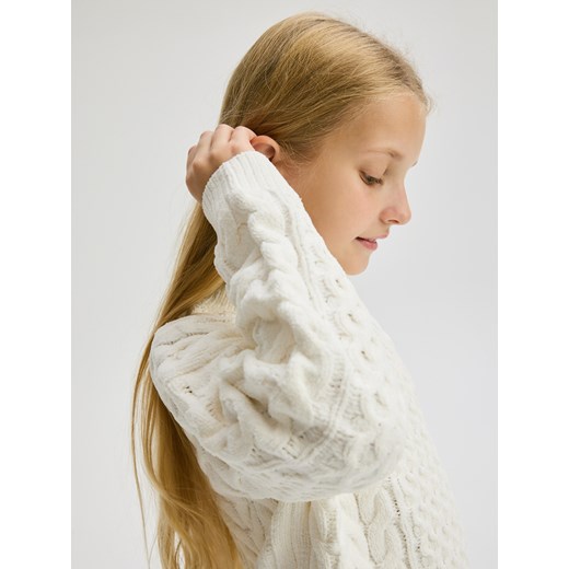 Reserved - Sweter z warkoczowym splotem - złamana biel Reserved 146 (10 lat) Reserved