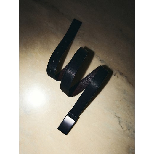 Reserved - Pasek z łączonych materiałów - czarny Reserved XL Reserved