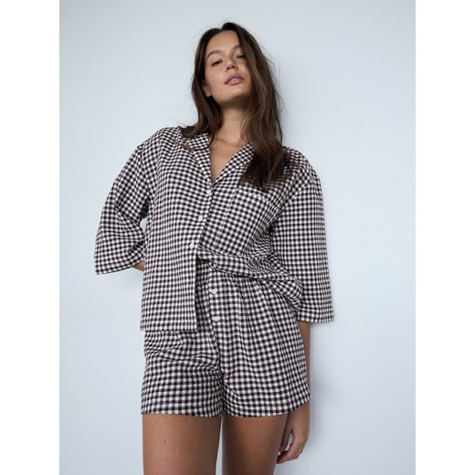 Reserved - Dwuczęściowa piżama w kratę - szary Reserved XXL Reserved