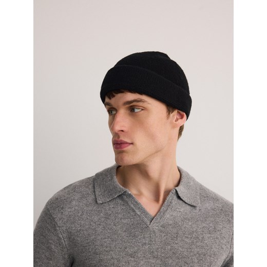 Reserved - Czapka beanie z domieszką wełny - czarny ze sklepu Reserved w kategorii Czapki zimowe męskie - zdjęcie 176433388