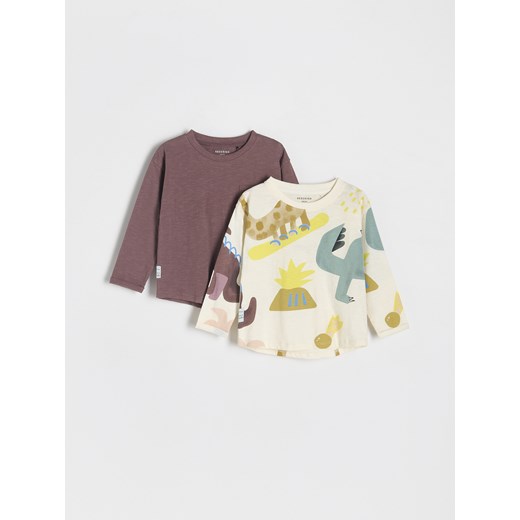 Reserved - Bawełniany longsleeve 2 pack - fioletowy Reserved 80 (9-12 m.) Reserved
