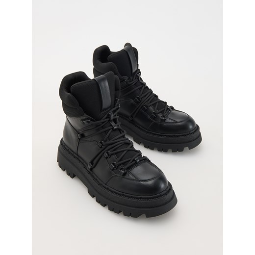 Reserved - Sznurowane botki za kostkę - czarny Reserved 41 Reserved
