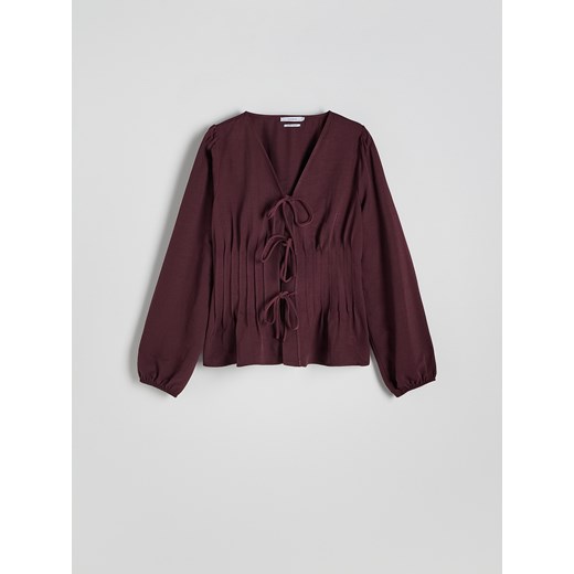 Reserved - Bluzka z lyocellem - mahoniowy Reserved L Reserved