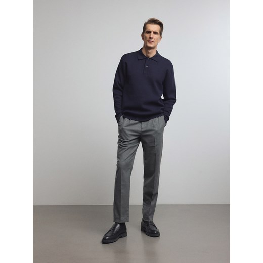 Reserved - Spodnie regular z domieszką wełny - szary Reserved S Reserved