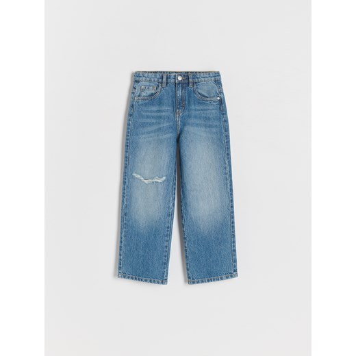 Reserved - Jeansy wide leg z rozdarciami - niebieski Reserved 158 (12 lat) Reserved