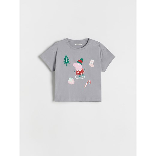 Reserved - T-shirt Świnka Peppa - jasnoszary Reserved 86 (12-18 m.) Reserved